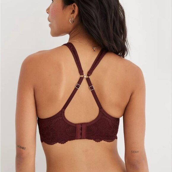 Aerie 34C Bra Lace Sexy Real Power Balconette Feminine 34 C Light Lined Romantic - Picture 5 of 16